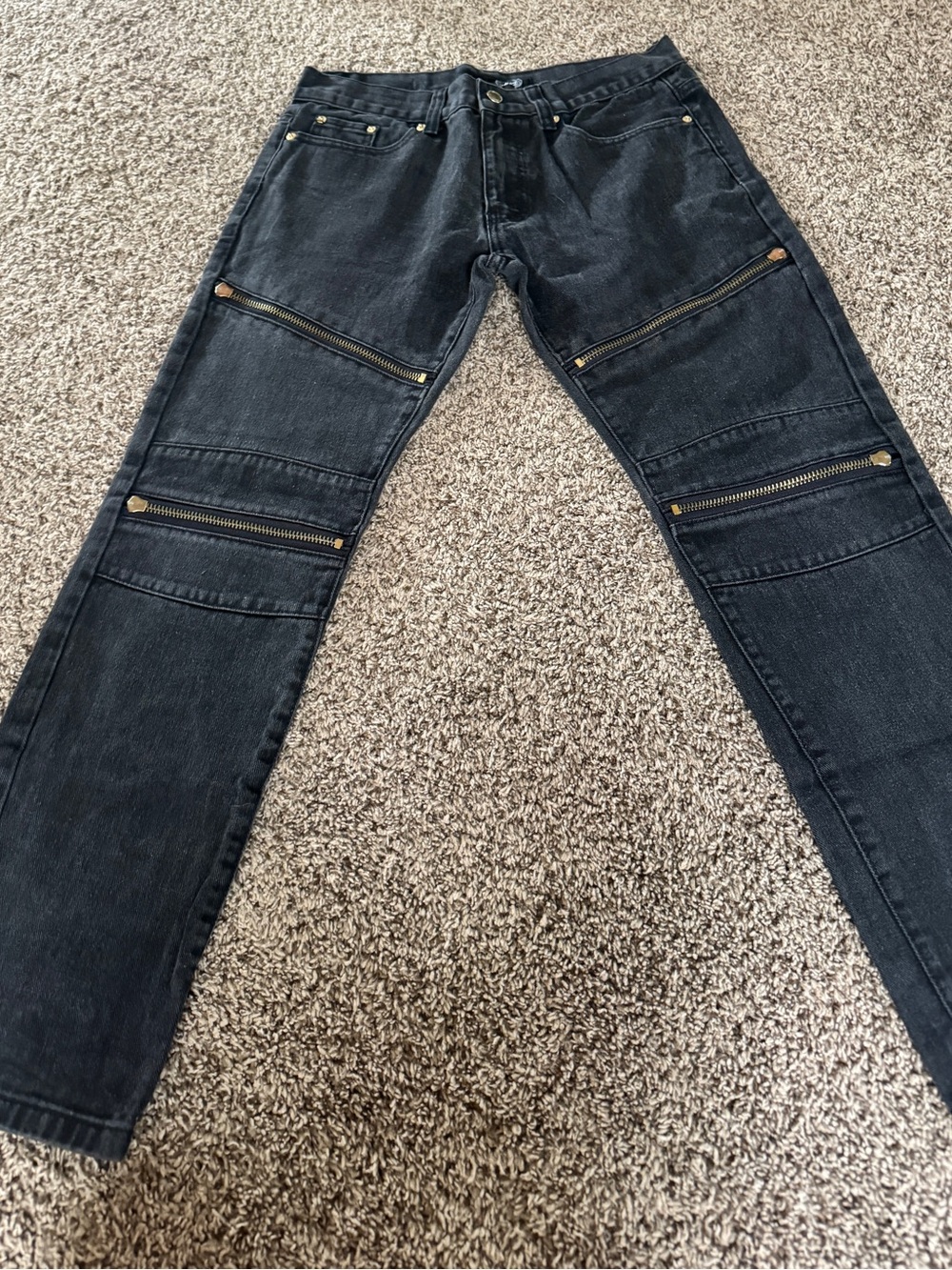 Men's Black Zip-Panel Jeans